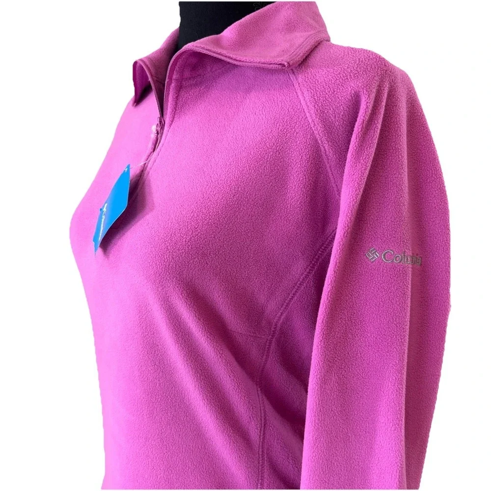 New Columbia Pink Quarter Zip Fleece Pullover Soft Warm Lightweight Size Small - Picture 6 of 10